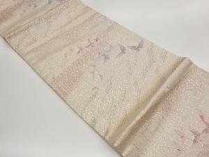 波に蝶模様織出し開き名古屋帯（額縁仕立て）